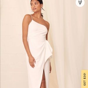 Off Shoulder White Dress With Slit: Size 4